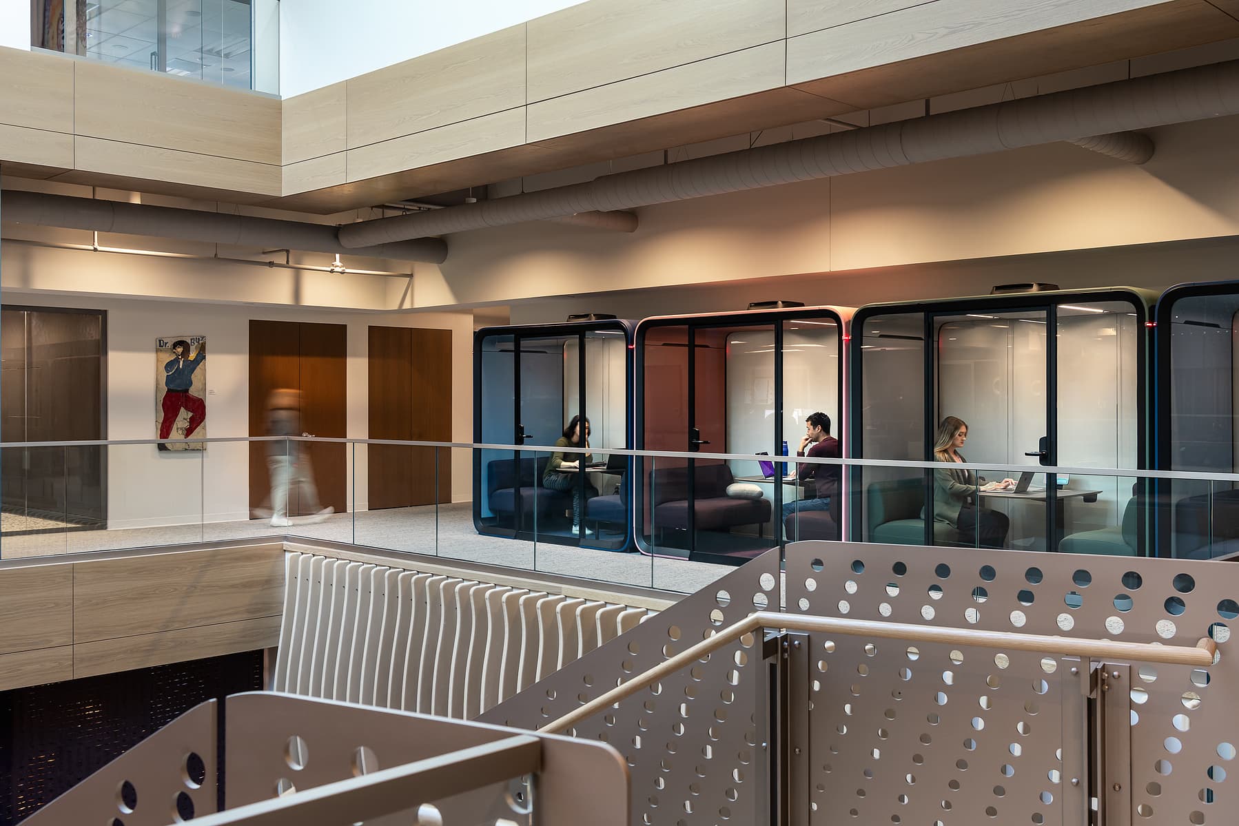 Lifestyle and architectural photoshoot for Finland-based Framery.  Location St. Louis, Missouri - Clayco.