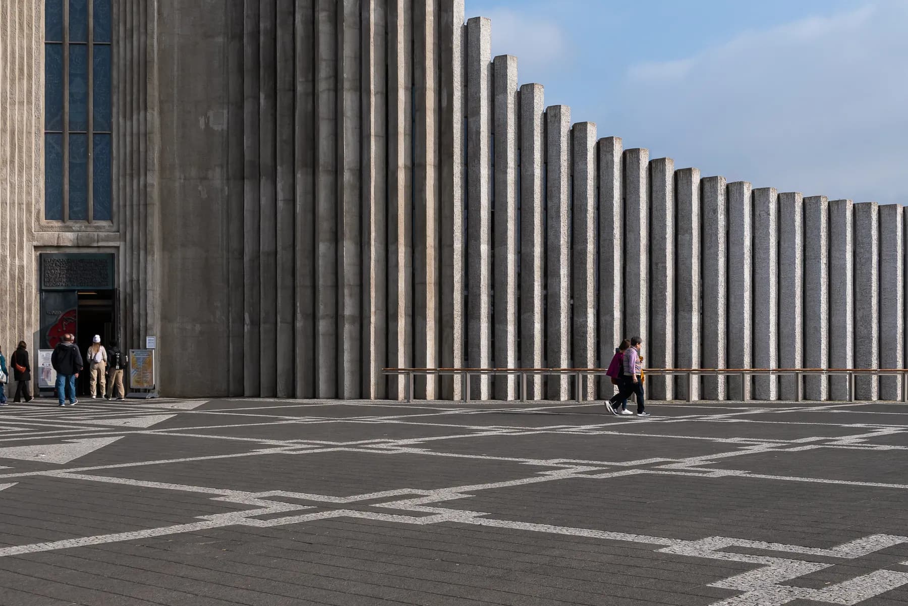 pattern play with the Hallgrímskirkja and the detailed pavement